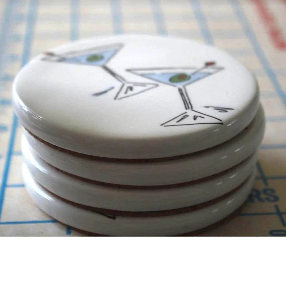 Studio Nova Cocktail Time Coasters Set of 4 Ceramic Cork WC305 Martini Margarita